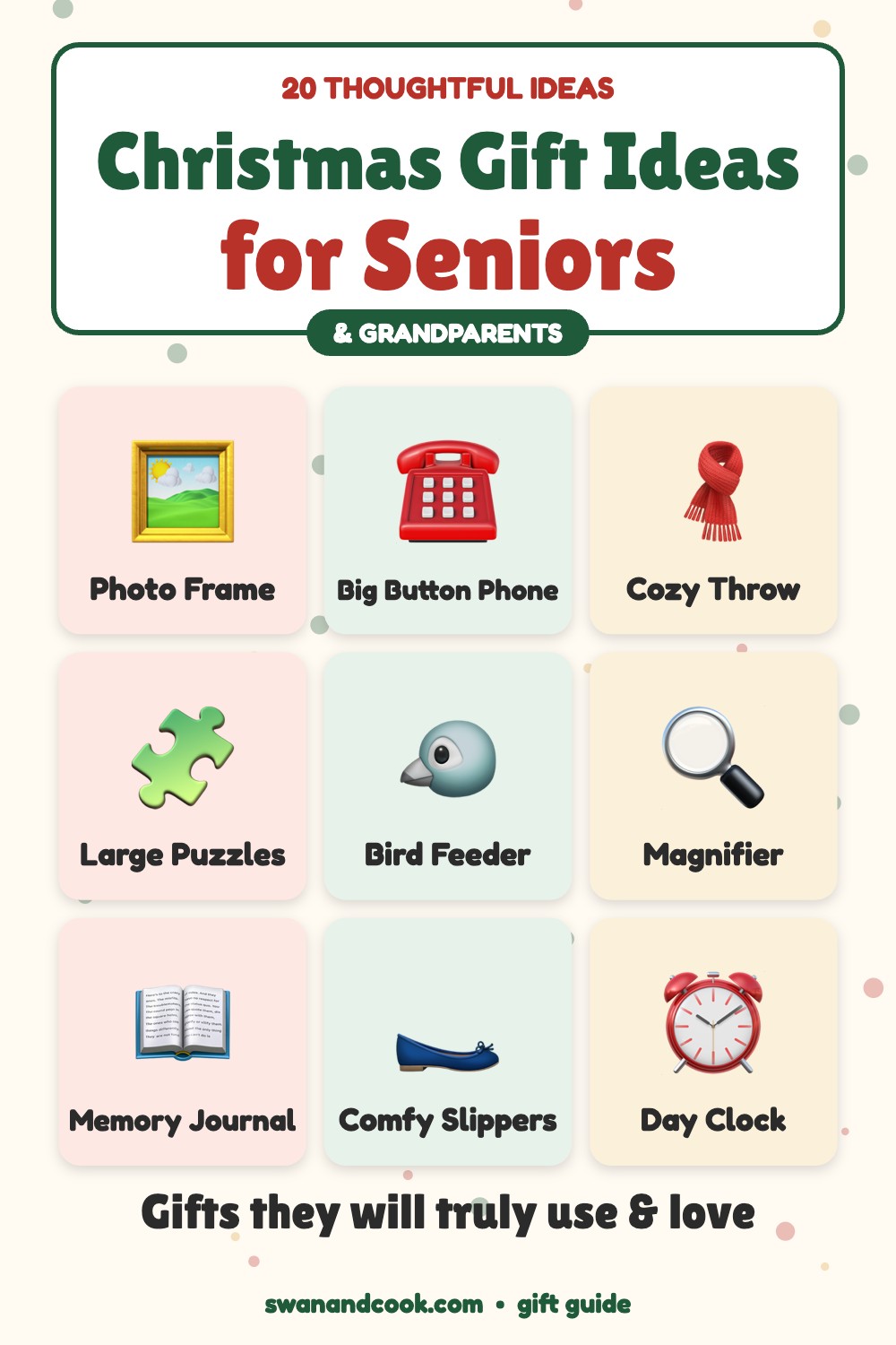 20 thoughtful Christmas gift ideas for seniors and grandparents gift guide from Swan and Cook