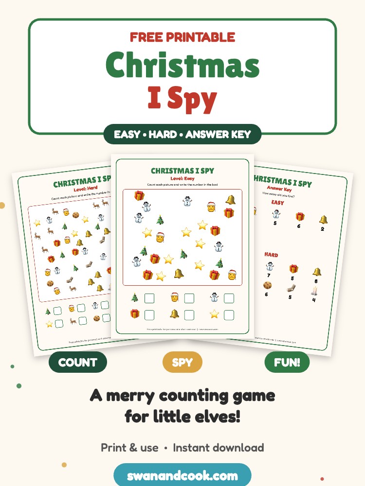 Free Printable Christmas I Spy (Easy & Hard + Answer Key)