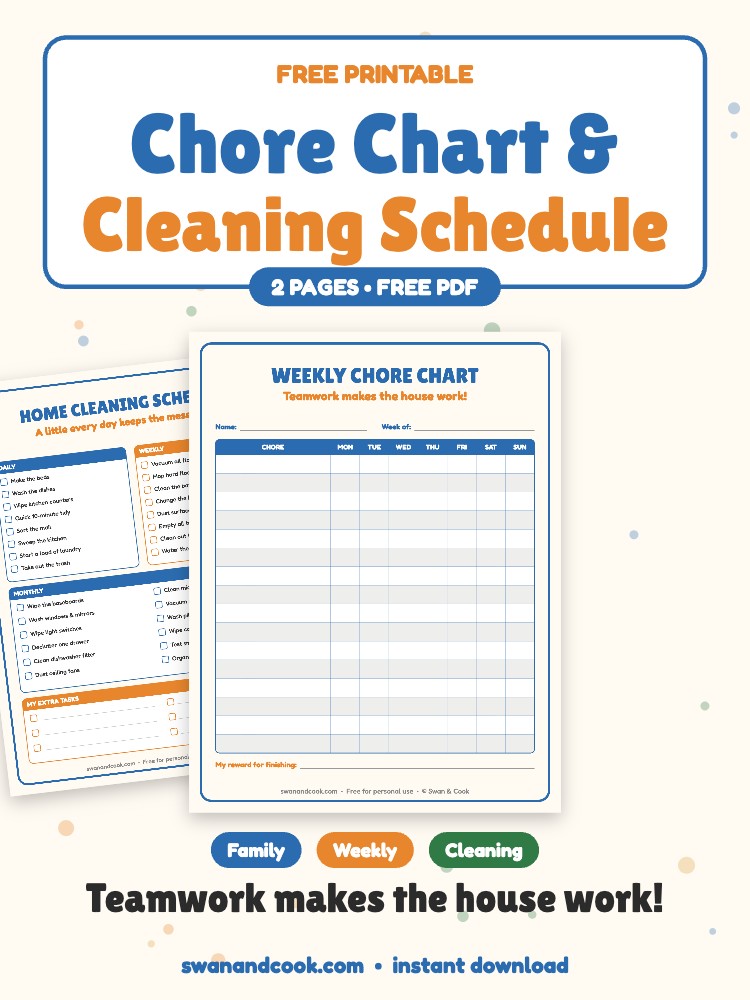 Free Printable Chore Chart & Cleaning Schedule