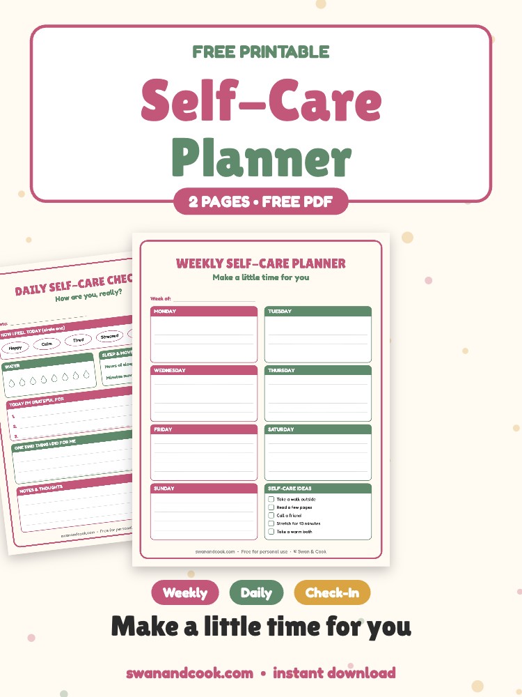 Free Printable Self-Care Planner (Weekly + Daily Check-In)