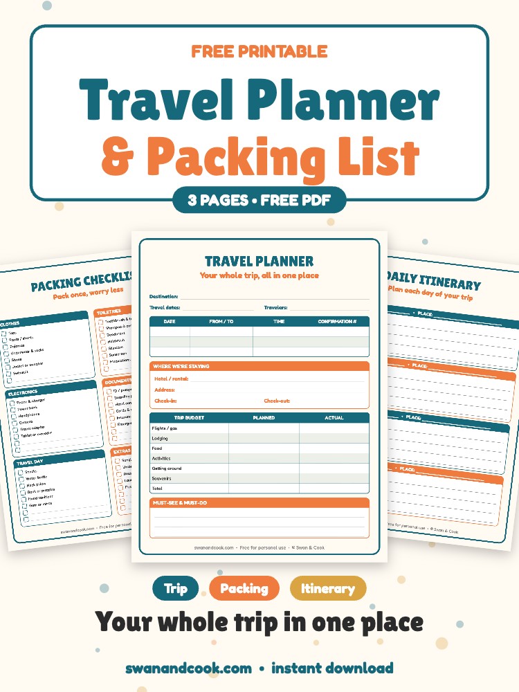 Free Printable Travel Planner (with Packing Checklist)
