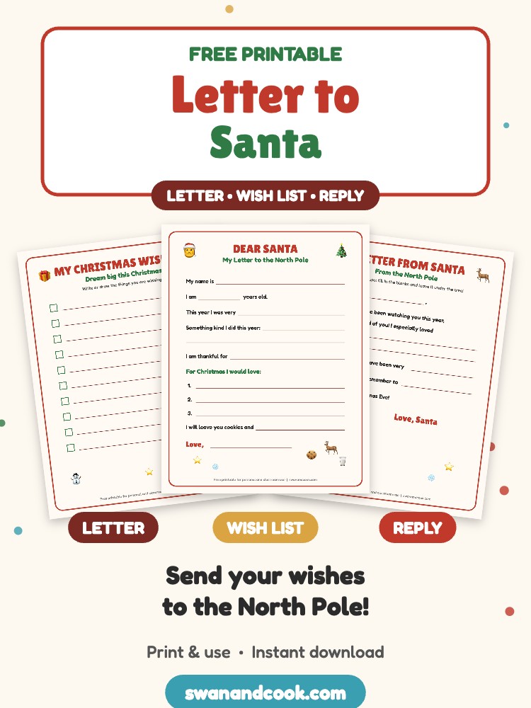 Free Printable Letter to Santa (Letter, Wish List & Reply from Santa)