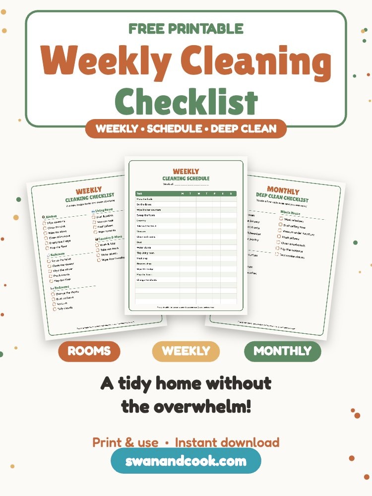 Free Printable Weekly Cleaning Checklist & Schedule